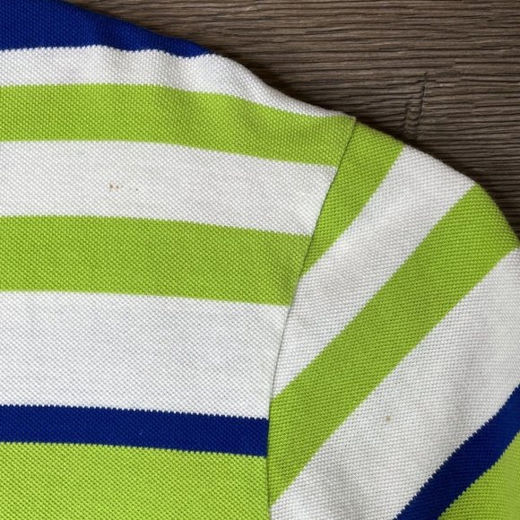 US Polo Assn Polo Shirt Mens XL White Green Blue Stripe Embroider Small Red Logo - Picture 7 of 12